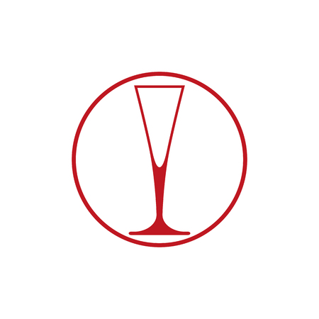 HoReCa graphic element, champagne glass. Alcohol theme conceptual symbol.のイラスト素材