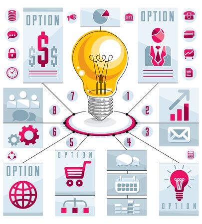 Creative infographics elements, bright idea light bulb, vector illustration.のイラスト素材
