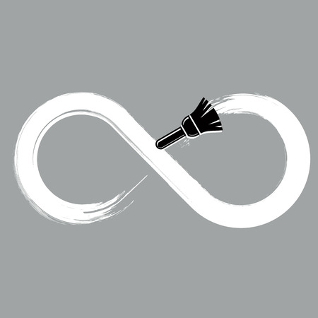 Eternity vector hand-drawn symbol isolated, grayscale limitless sign drawn with paintbrush. Monochrome smudge infinity illustration made with brushstrokes.のイラスト素材