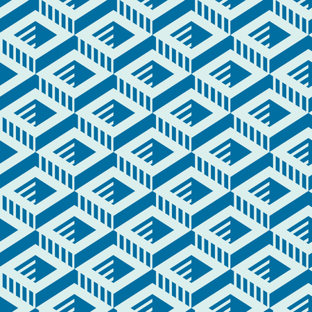 Graphic simple ornamental tile, vector repeated pattern made using cubes and hexagons. Vintage art abstract seamless texture can be used as wallpaper and in textile design.のイラスト素材