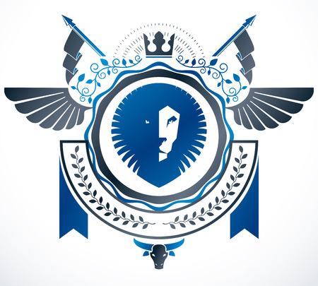 Heraldic Coat of Arms decorative emblem isolated vector illustration.のイラスト素材