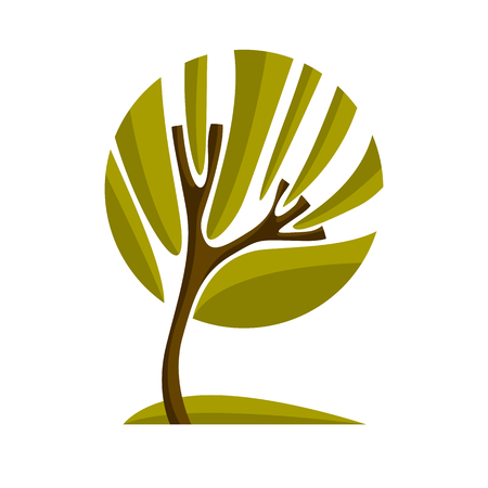 Artistic stylized natural design symbol, creative tree illustration. Can be used as ecology and environmental conservation concept.のイラスト素材