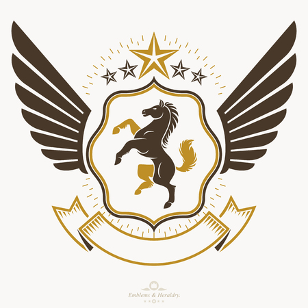 Heraldic Coat of Arms decorative emblem isolated vector illustration.のイラスト素材