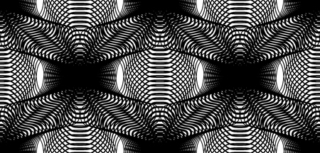 Ornate vector monochrome abstract background with overlapping black lines. Symmetric decorative...