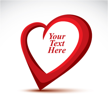 Decorative vector red love heart made with a copy space inside. You can place your text here. Elegant heart can be used as design symbol on Valentine Day and wedding theme.のイラスト素材