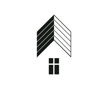 Simple architectural construction, vector house abstract symbol, design element.のイラスト素材