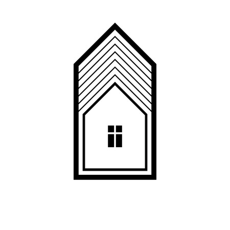 Real estate simple business vector icon isolated on white background, abstract house depiction. Property developer symbol, conceptual sign best for use in advertising and branding.のイラスト素材