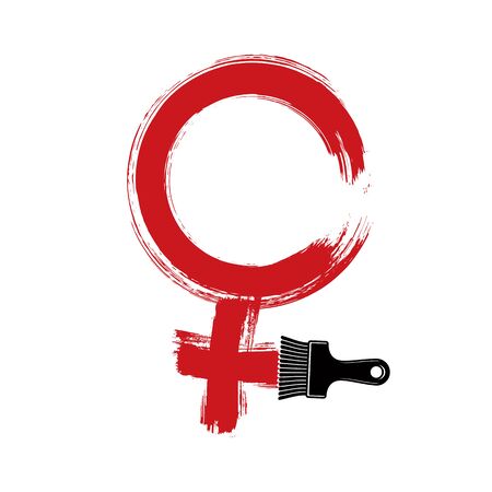 Woman gender vector sign isolated, feminine concept. Human sex symbol made with brushstrokes of paintbrush.のイラスト素材