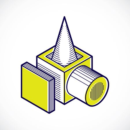 Engineering three-dimensional construction, abstract vector trigonometric shape.のイラスト素材