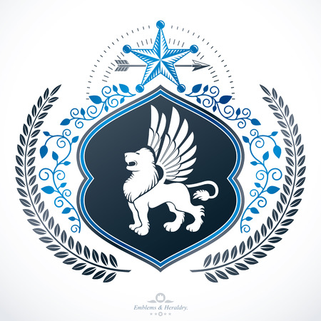 Heraldic design, vector vintage emblem.のイラスト素材