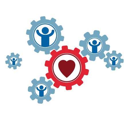 Social Relations conceptual logo, unique vector symbol. Society and Person, social interaction.のイラスト素材