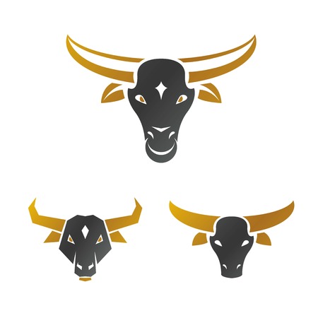Bull ancient emblems elements set. Heraldic vector design elements collection. Retro style label, heraldry logo.のイラスト素材
