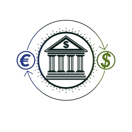 Banking and Finance conceptual logo, unique vector symbol. Banking system. The Global Financial System. Circulation of Money.のイラスト素材