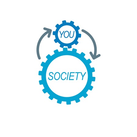 Social Relations conceptual logo, unique vector symbol. Society and Person, social interaction.