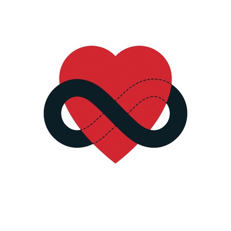 Everlasting Love concept, vector symbol created with infinity loop sign and heart.のイラスト素材