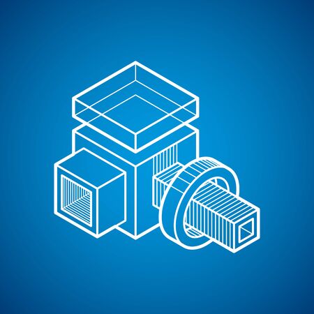 Engineering three-dimensional construction, abstract vector trigonometric shape.のイラスト素材