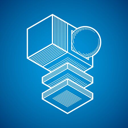 Engineering abstract shape, 3d vector polygonal figure.のイラスト素材