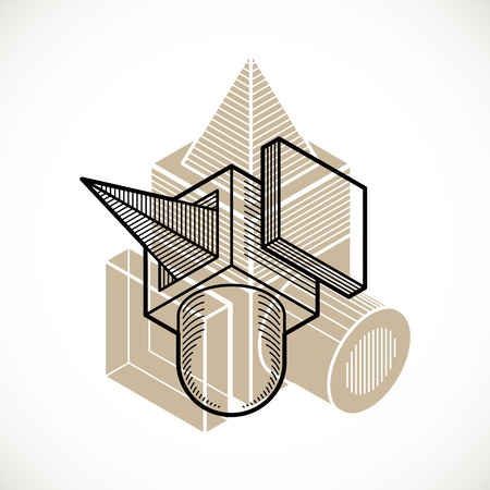 Engineering three-dimensional construction, abstract vector trigonometric shape.のイラスト素材