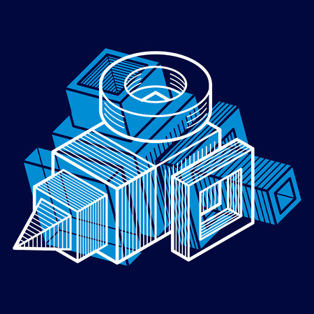 Abstract trigonometric construction, vector dimensional design template.のイラスト素材