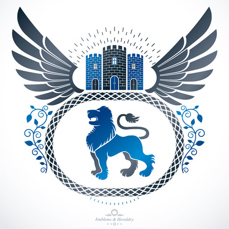 Heraldic Coat of Arms decorative emblem isolated vector illustration.のイラスト素材