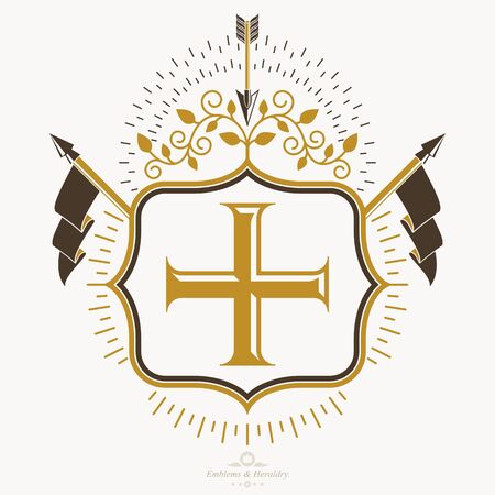 Vintage decorative emblem composition, heraldic vector.のイラスト素材