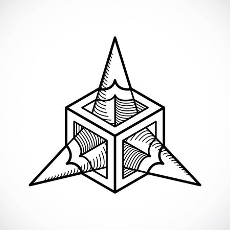 Engineering abstract shape, 3d vector polygonal figure.のイラスト素材