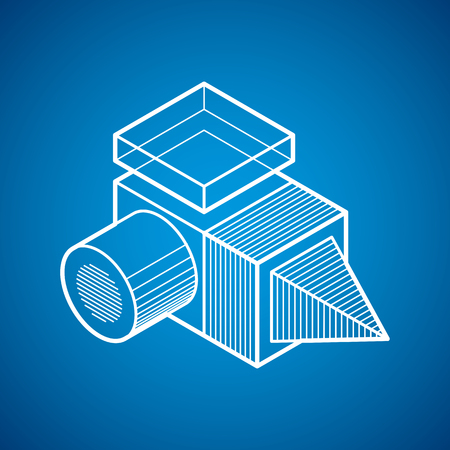 3D design, abstract vector dimensional cube shape.のイラスト素材