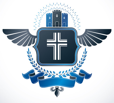 Luxury heraldic vector emblem template. Vector blazon.のイラスト素材