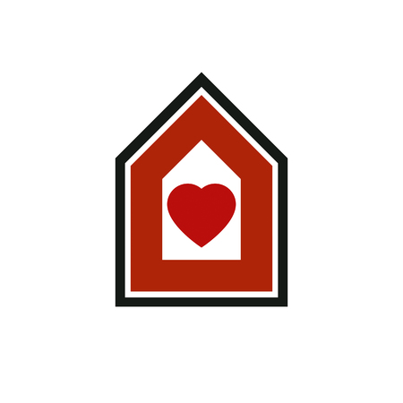 Family house abstract vector icon, harmony at home concept. Simple building, real estate business, architecture theme symbol for use in graphic design.のイラスト素材