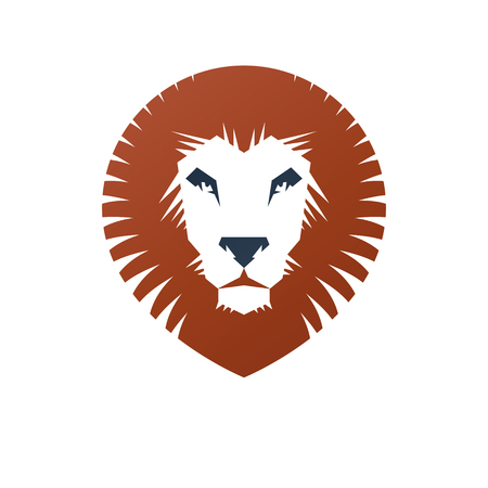 Lion Face heraldic animal element. Heraldic Coat of Arms decorative logo isolated vector illustration.のイラスト素材