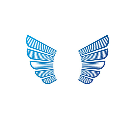 Blue freedom Wings emblem. Heraldic Coat of Arms decorative logo isolated vector illustration.のイラスト素材