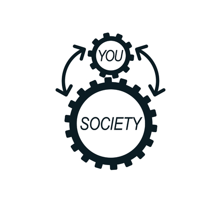 Social Relations conceptual logo, unique vector symbol. Society and Person, social interaction.のイラスト素材