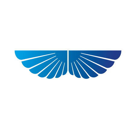 Blue wings heraldic symbol. Heraldic Coat of Arms decorative logo isolated vector illustration.のイラスト素材