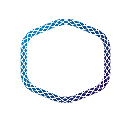 Vintage geometric frame created with braid ornament, rope. Heraldic Coat of Arms decorative emblem isolated vector illustration.のイラスト素材