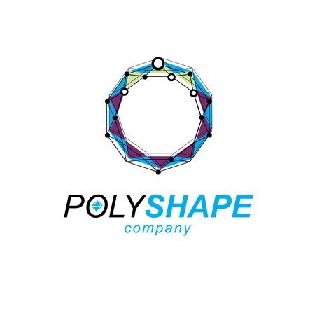 New technology logotype. Isometric abstract vector low poly shape, digital science theme illustration.のイラスト素材