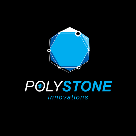 Technology conceptual logo. 3D engineering vector, abstract polygonal shape.のイラスト素材