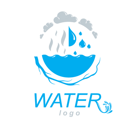 Pure water vector abstract logotype for use in mineral water advertising. Body cleansing concept.のイラスト素材