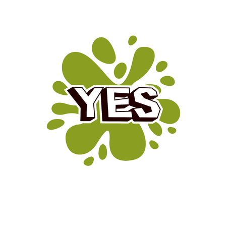 Vector yes checkbox with green checkmark. Confirmation symbol isolated on white.のイラスト素材