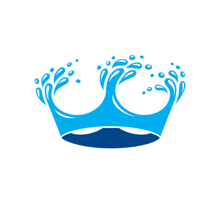 Pure water vector abstract illustration created in the shape of royal crown isolated on white for use in water treatment services advertisement.のイラスト素材
