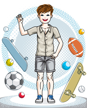 Young teen boy wearing fashionable casual clothes.のイラスト素材