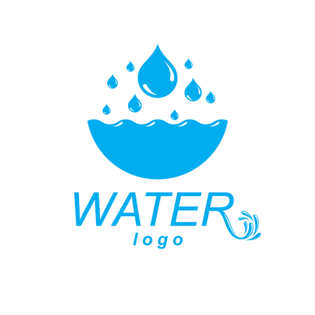 Pure water vector abstract logotype for use in mineral water advertising. Human and nature harmony concept.のイラスト素材