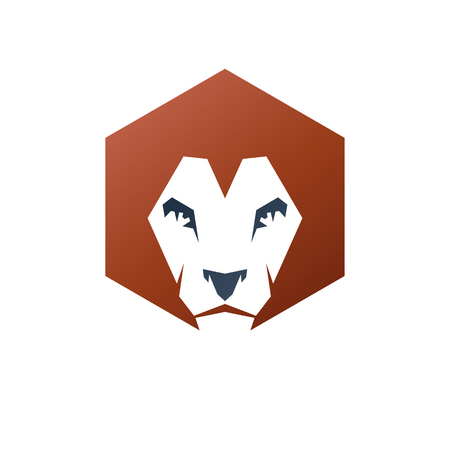 Lion Face heraldic animal element. Heraldic Coat of Arms decorative logo isolated vector illustration.のイラスト素材