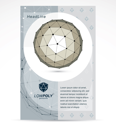 Communication technologies advertising poster. 3d polygonal monochrome geometric faceted object, vector abstract design elementのイラスト素材