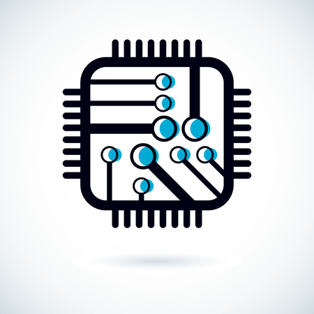 Vector abstract technology monochrome circuit board. High tech digital square scheme of electronic device. Modern innovation technologies logo.のイラスト素材