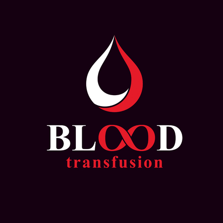 Blood transfusion inscription made with vector infinity symbol and blood drop. Take a concern about human life and health, donate blood conceptual illustration.のイラスト素材