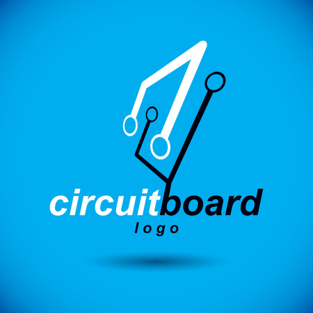 Technology communication cybernetic element. Vector abstract circuit board. Electronic microprocessor logo.のイラスト素材