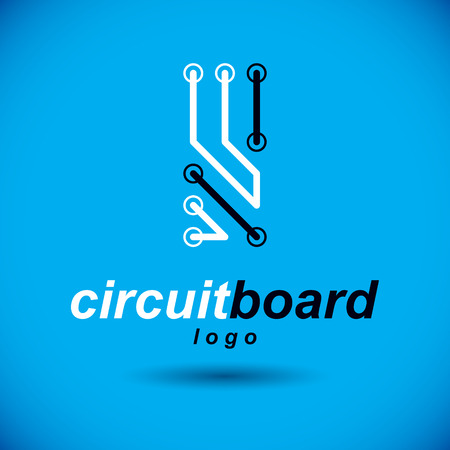 Technology communication cybernetic element. Vector abstract circuit board. Electronic microprocessor logo.のイラスト素材