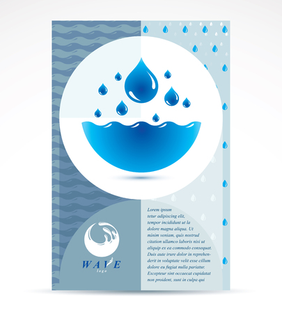 Water treatment company advertising flyer. Global water circulation conceptual design, blue planet.のイラスト素材