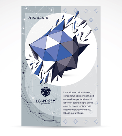 Digital innovations business promotion idea, brochure head page. Vector abstract 3d bright geometric damaged shape, polygonal figure with fragment and pieces.のイラスト素材