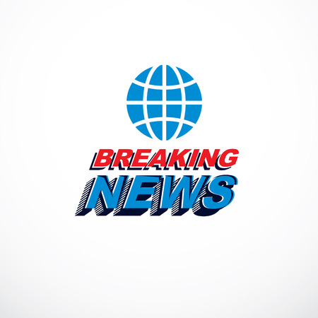 Breaking news concept, vector globe illustration. Journalism concept.のイラスト素材
